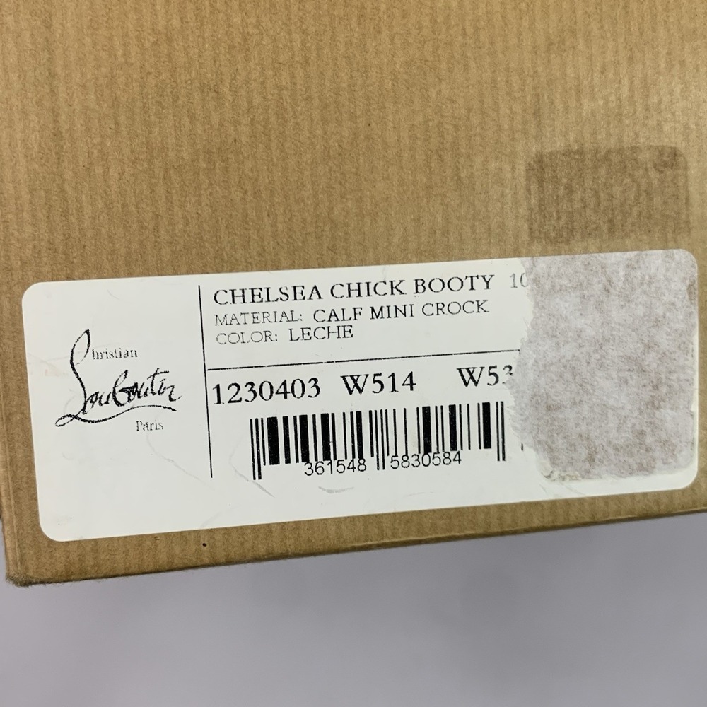 Christian Louboutin Chelsea Chick Booty 100 Calf Mini Crock Boots Leche Size 37 - Picture 13 of 14